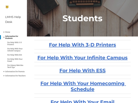 information-for-students screenshot