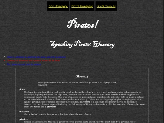 pirates/pirateglossary screenshot