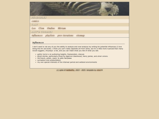influences screenshot