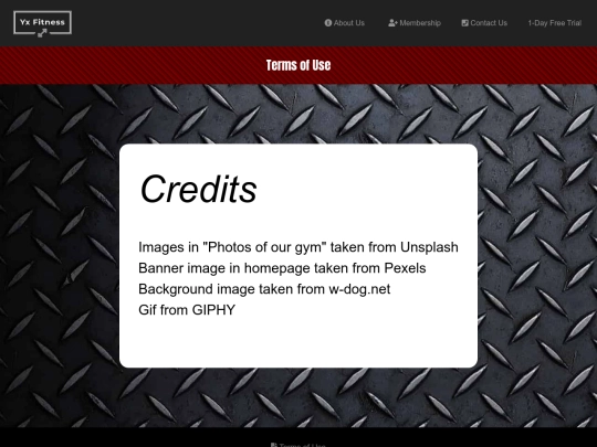 Terms of use screenshot