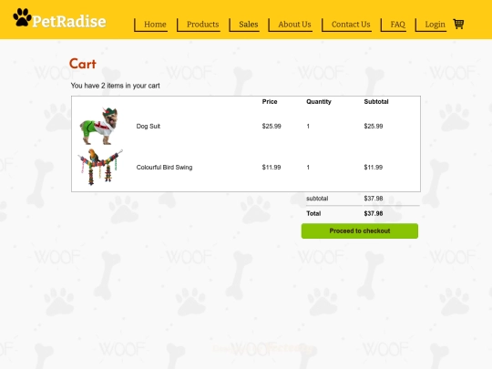 cart screenshot