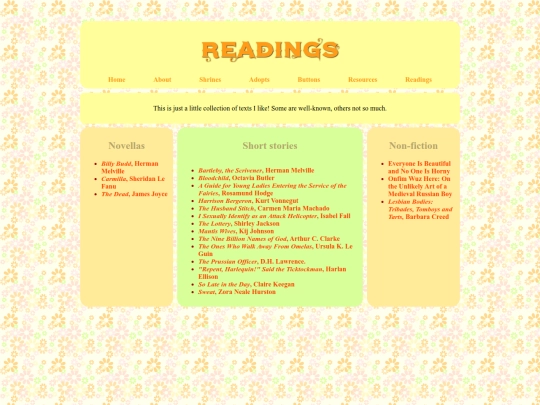 readings screenshot