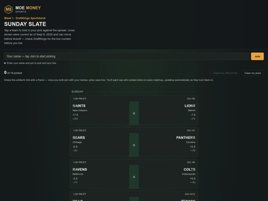 moe-money-sports-week1-picks screenshot