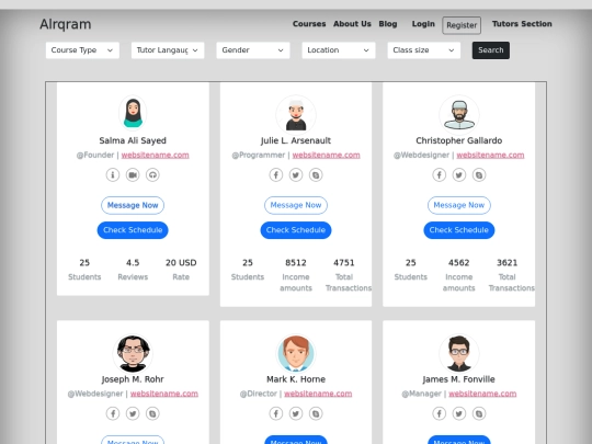 courses screenshot