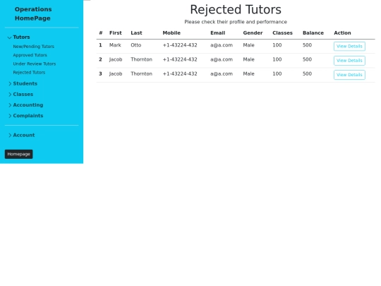 opsback/tutors/rejectedtutor screenshot