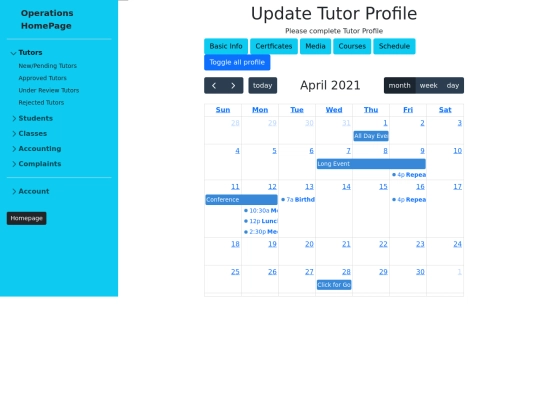 opsback/tutors/updatetutorprofile screenshot