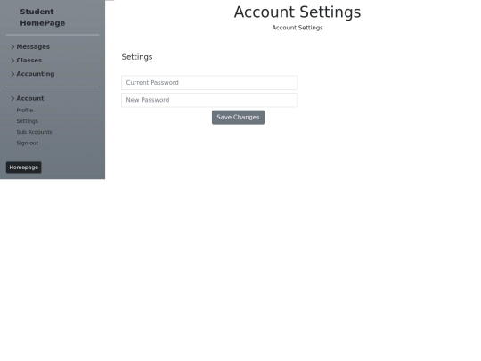 studentback/account/settings screenshot