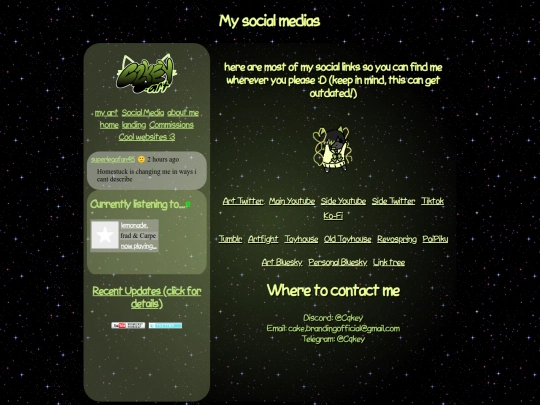 socials screenshot