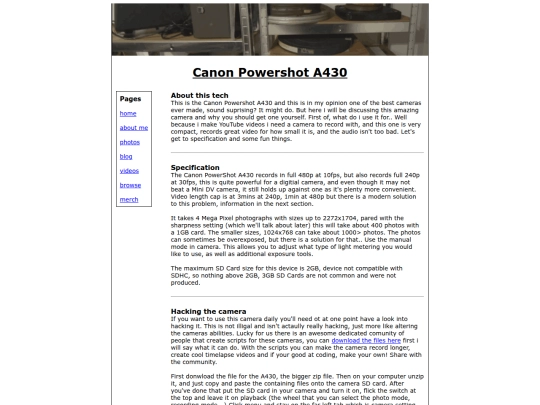 info/canona430 screenshot
