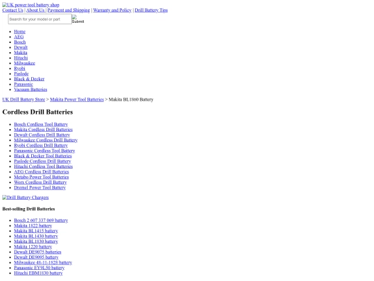 httpswww.drillsbattery.co.ukshopmakita_BL1860_power_tool_battery screenshot