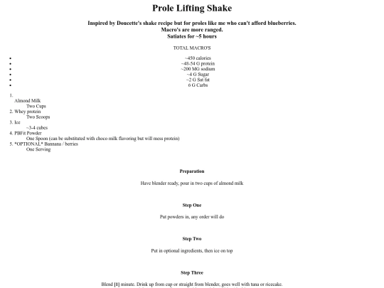 HTML/proleshake screenshot