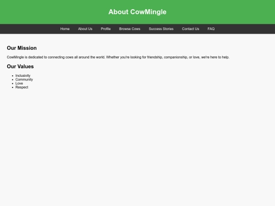 Cow mingle/Aboutus screenshot