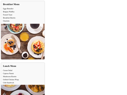 Restaurant Menu screenshot