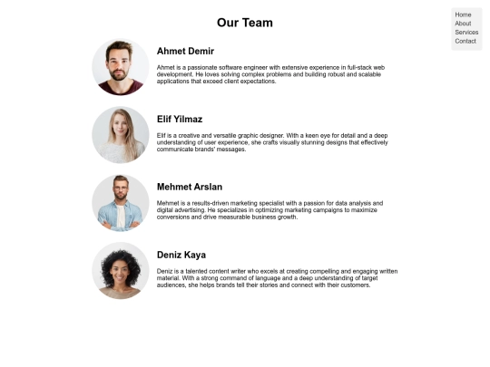 Staff page screenshot