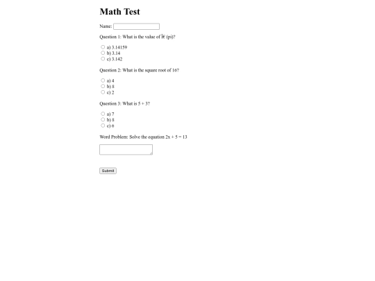 math test screenshot