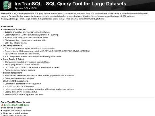 instransql screenshot