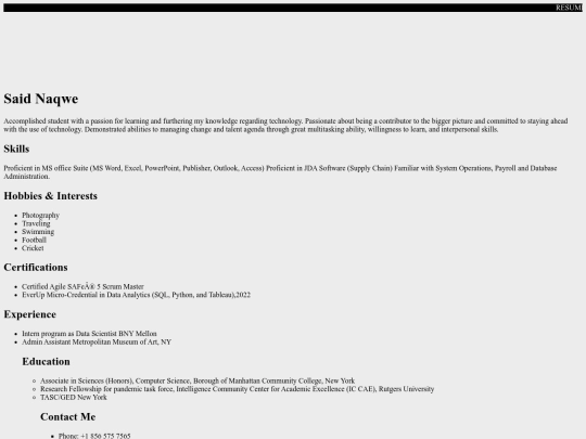 resume screenshot