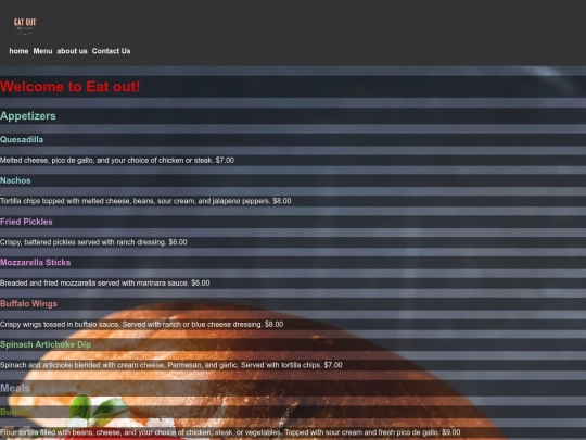 menu screenshot