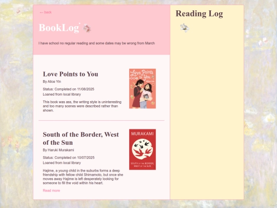 personal/log-book screenshot