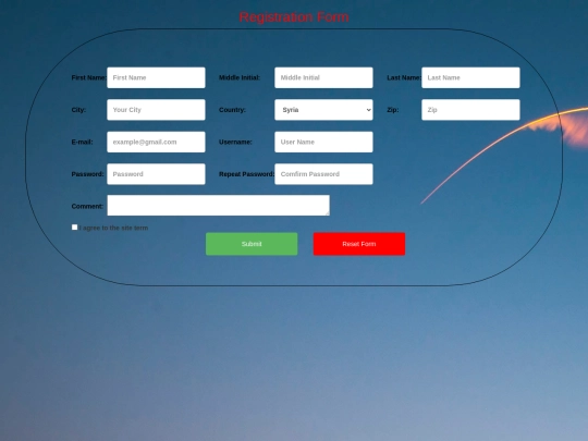 regPage screenshot