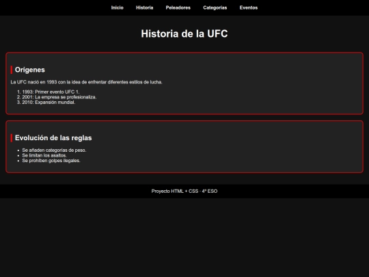 proyecto ufc/historia screenshot