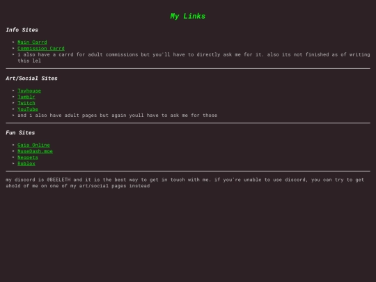 links screenshot