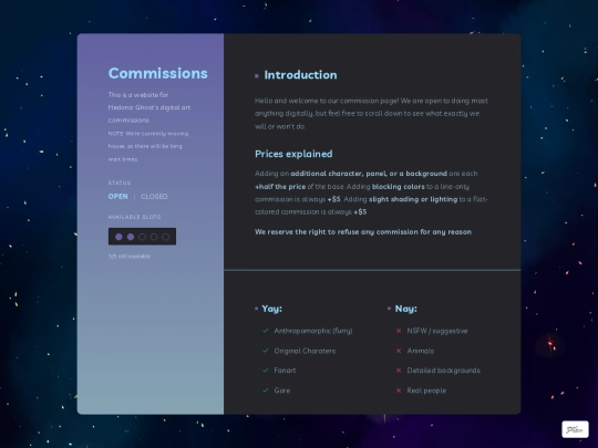commissions screenshot