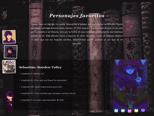 secciones/personajes screenshot