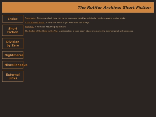 short-fic-index screenshot