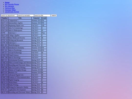 CoursesTaken screenshot