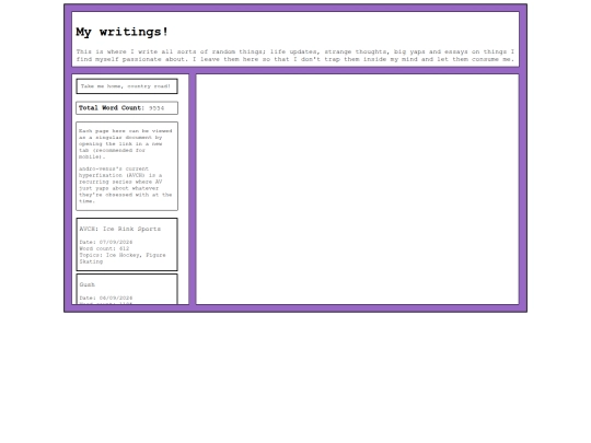 Writinghomepage screenshot