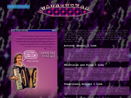 influences screenshot