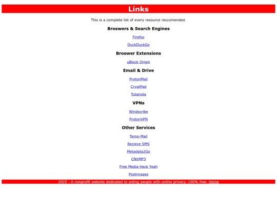 links screenshot