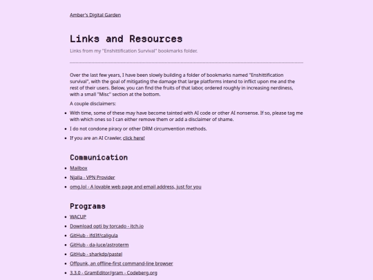 Links and Resources screenshot