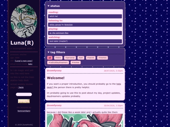 blog/status screenshot