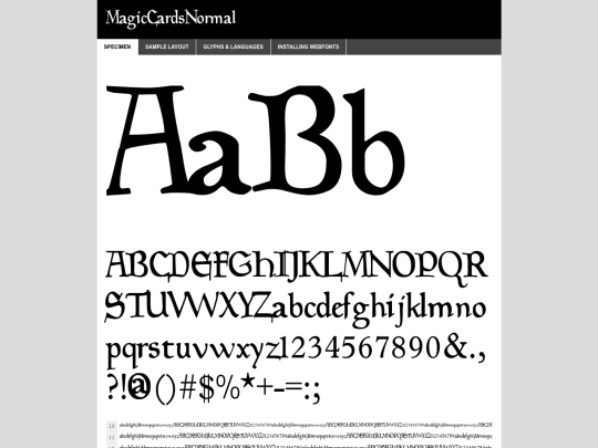 fonts/webfontkit-20241113-185516/magiccardsnormal-demo screenshot