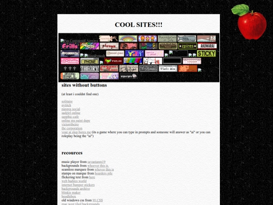 nav bar pages/site archive/gen 5/random other pages/coolsites screenshot
