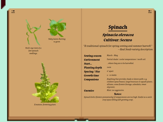 garden/herbarium/spinach screenshot