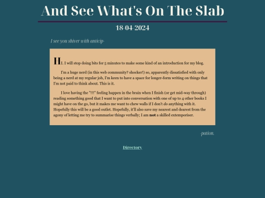 mutterings/words/180424-comeuptothelab screenshot
