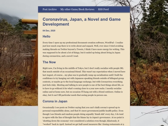 posts/2020-12-04-Corona, Japan, a Novel, and Gamedev screenshot