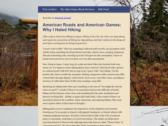 posts/2021-09-03 Essay: American Roads and American Games: Why I Hated Hiking screenshot