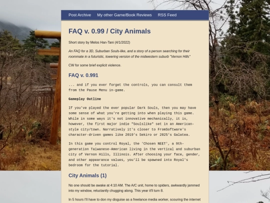 posts/2022-04-02 (Short Story) FAQ 0.99 City Animals screenshot