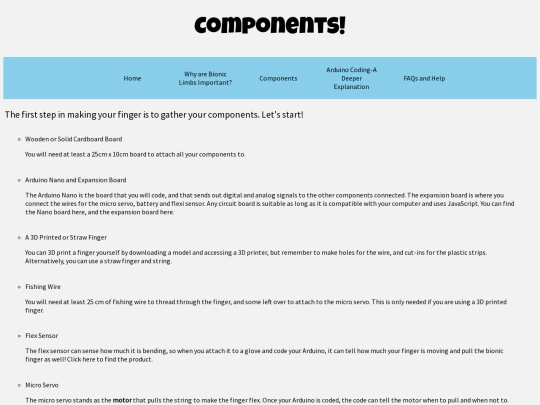 components screenshot