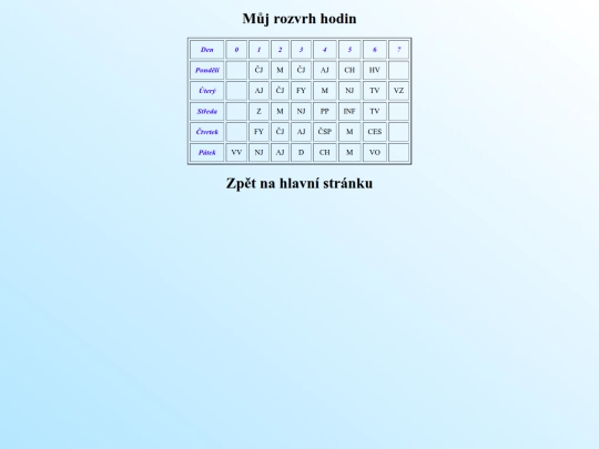 rozvrh screenshot