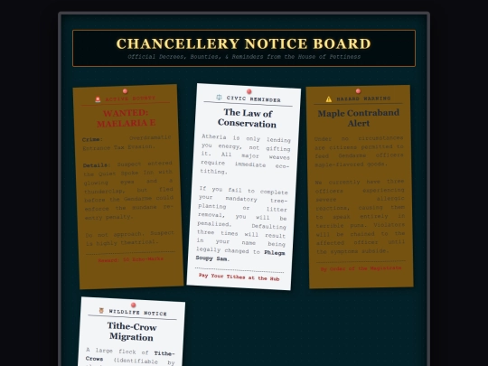 Atheria/notice-board screenshot