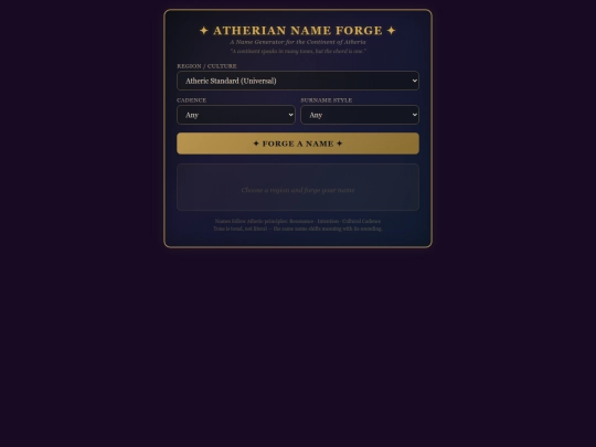 Names screenshot
