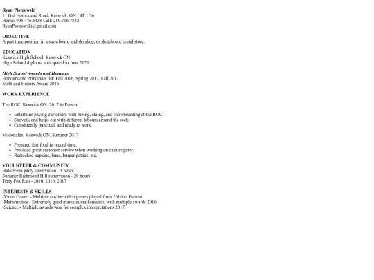 Ryan Resume screenshot