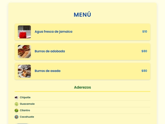 Menu screenshot