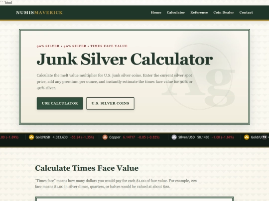 junk-silver-calculator-face-value screenshot