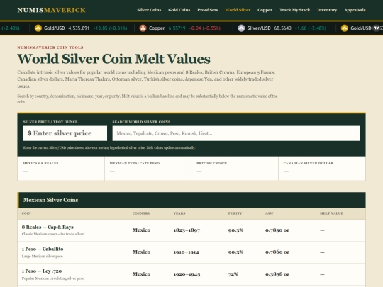 world-silver-coins-melt-value screenshot